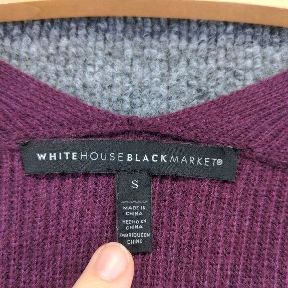 White House Black Market Women's Sweater Dress Purple Small Long Sleeve V-Neck - Picture 8 of 12